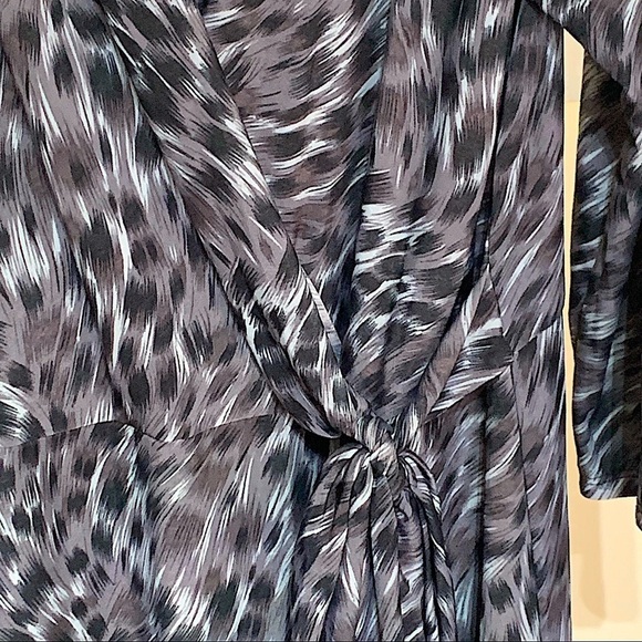H&h Cool Tones Animal Print Faux Wrap Dress Sz 16/18 - Picture 4 of 6